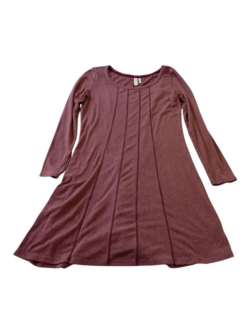 Sahalie Dress Womens Petite M Long Sleeve Swing A-Line Knit Pocket Red Burgundy